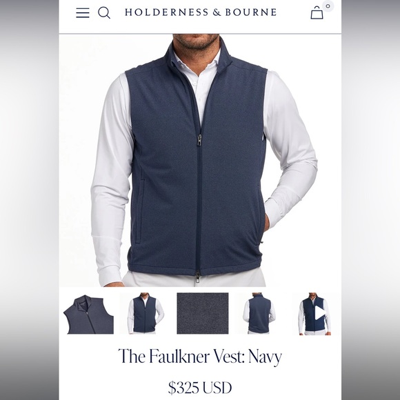 NWT HOLDERNESS & BOURNE Faulkner Vest in Navy -  Large - Picture 7 of 7
